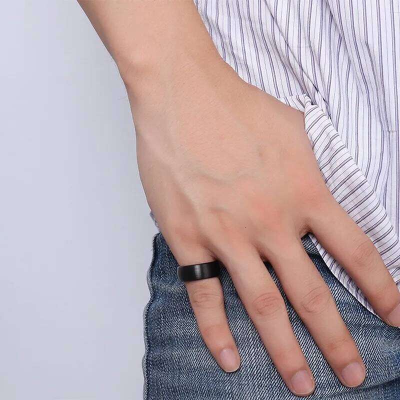 Vnox 8mm Tungsten Carbide Wedding Band Ring for Men Black Color Not Ccratch H260312