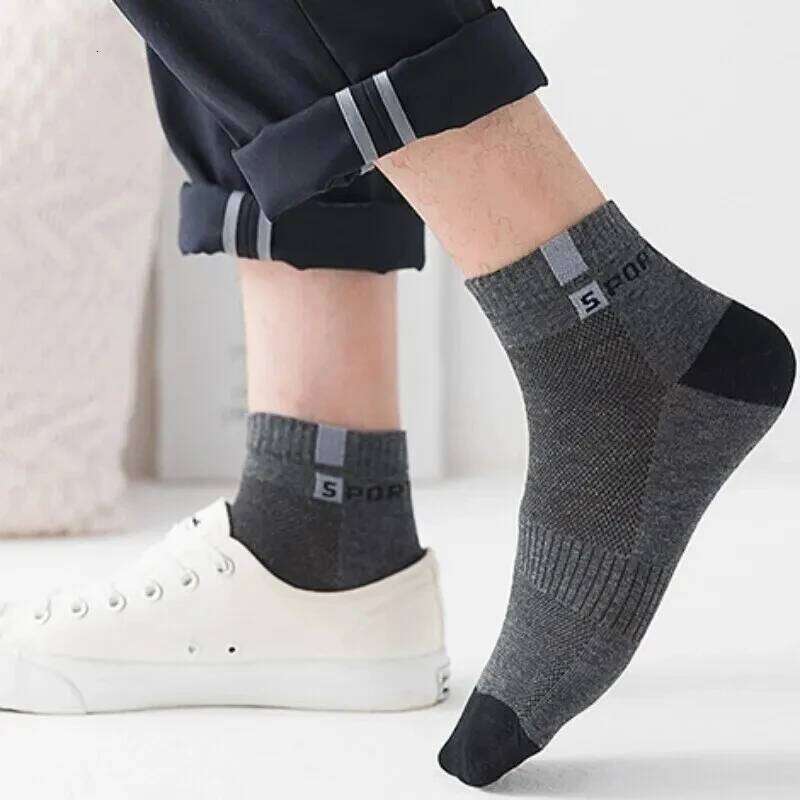 5 Pairs Breathable Bamboo Fiber Light Business Absorb Sweat Deodorant Men Tube Ankle Nonslip Socks For Spring Summer And Autumn Z260313
