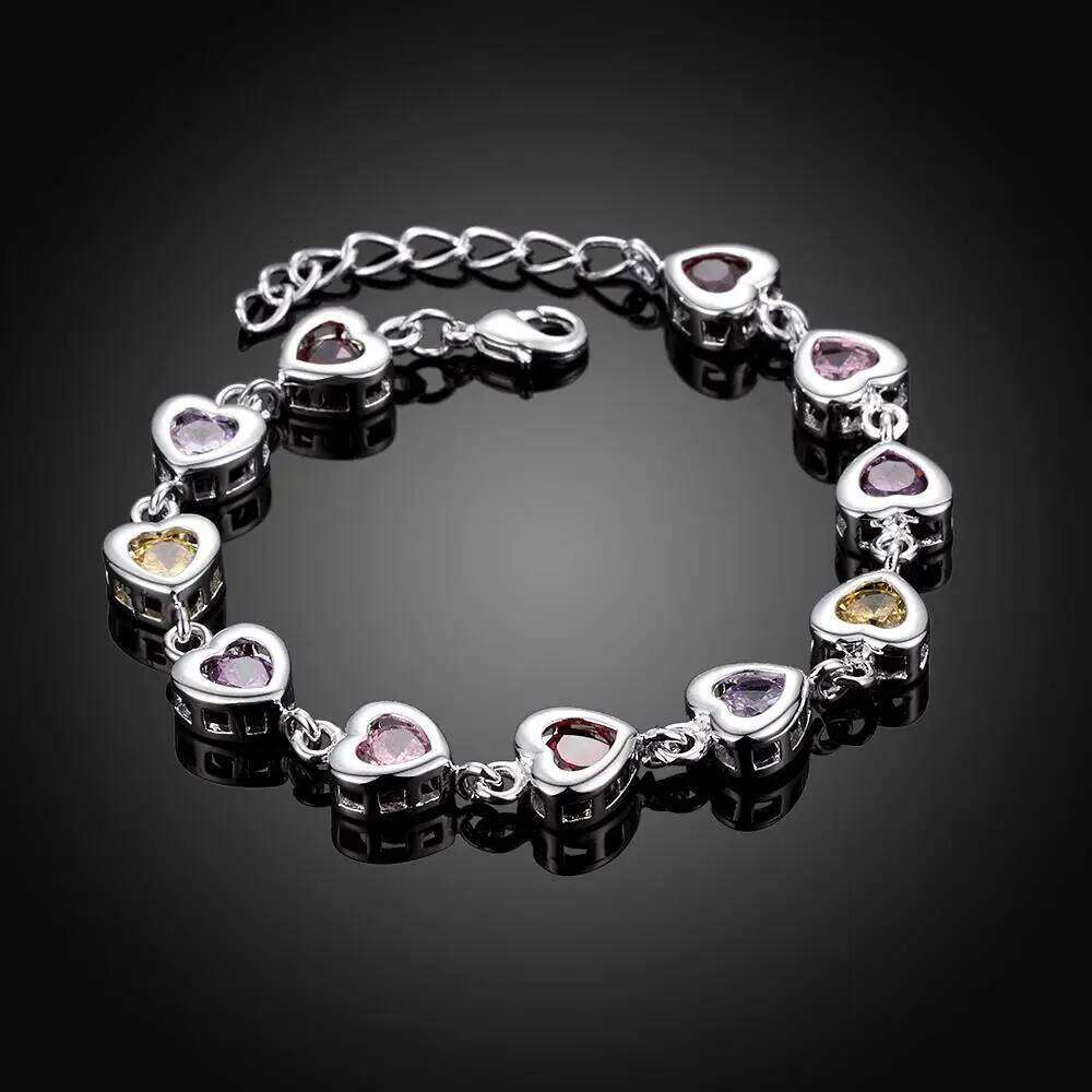 Fine 925 Sterling silver elegant charm Bracelets beautiful crystal Jewelry fashion for women wedding lady cute TRENDY Z260313