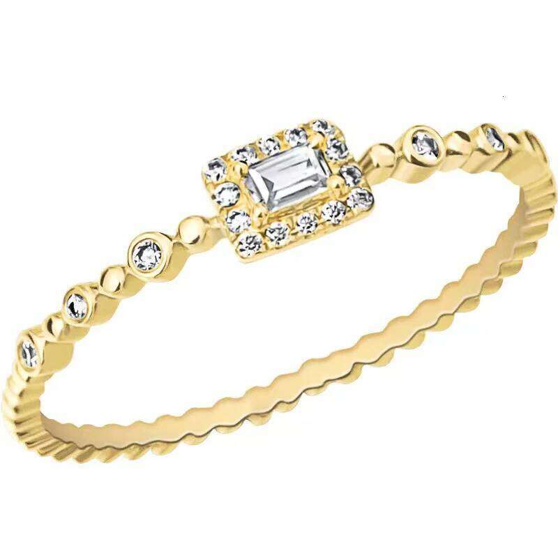 Huitan Rectangular Cubic Zirconia Gold Color Rings Exquisite Wedding Band Accessories for Women Newly Designed Statement Jewelry H260312