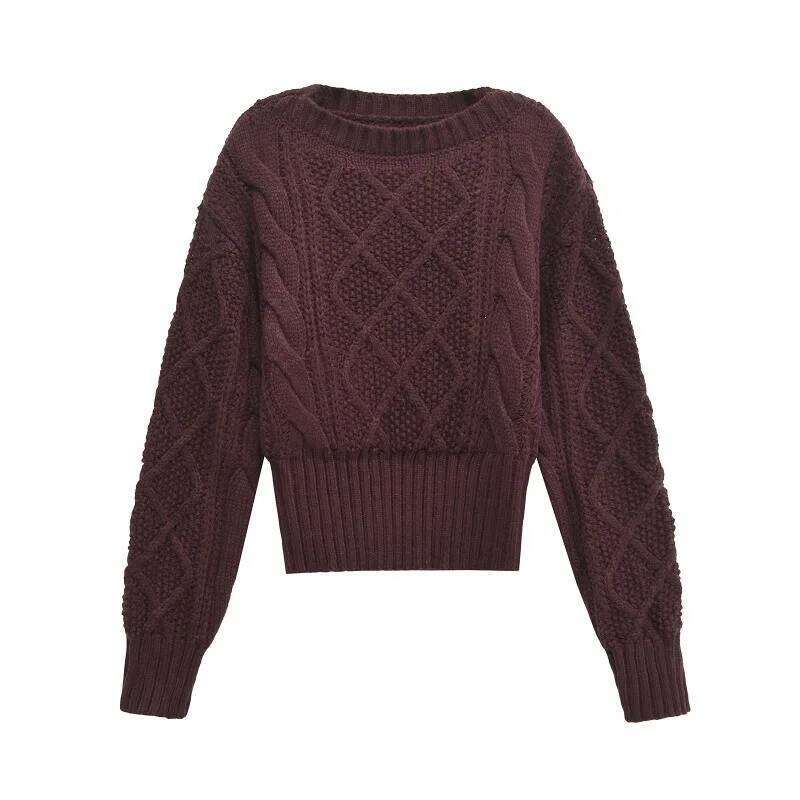 Sweaters for Women O-neck Thick 2025 New Chic Spring Kintted Casual Official Lady Crimson Z260313
