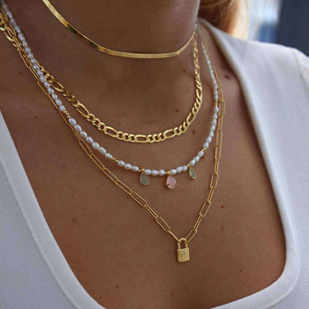 Summer Fashion Multilayer Handmade Mixed Chain For Woman Bohemian Necklaces Water Droplet Crystal Pendant Jewelry Gift 2023 New H260312