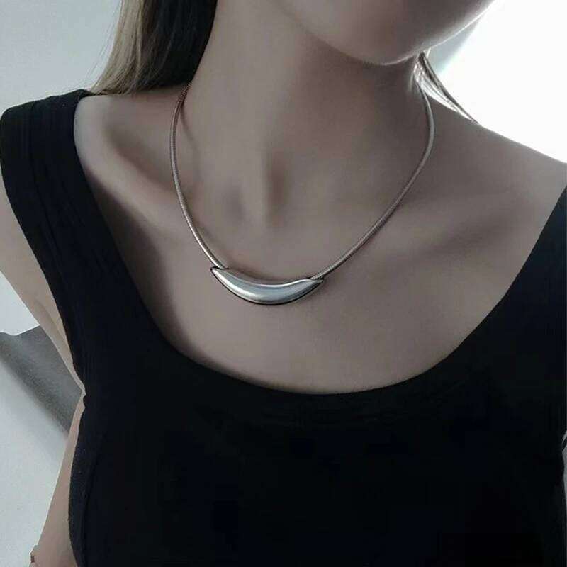 Mewanry 316L Stainless Steel Arc Geometric Necklace For Women Minimalist Trendy Classic Hip Hop Non-fading Birthday Jewelry Gift H260312