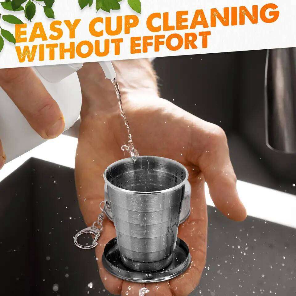 250ml Stainless Steel Retractable Outdoor Travel Toiletry Portable Creative Compression Mini Handy Folding Cup Z260314
