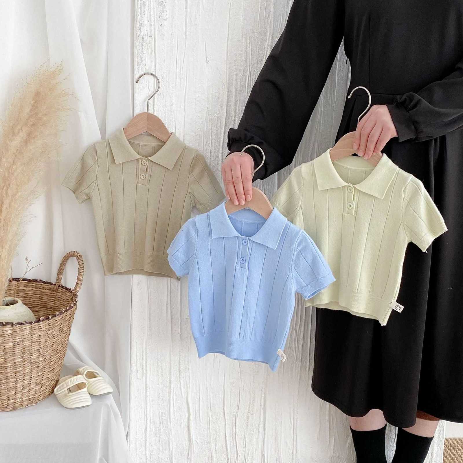 Women's Knits & Tees Spring/Summer Collection: Thin Knit Sweater, Summer Top Turn-down Collar Children's Pullover Children's Summer Top