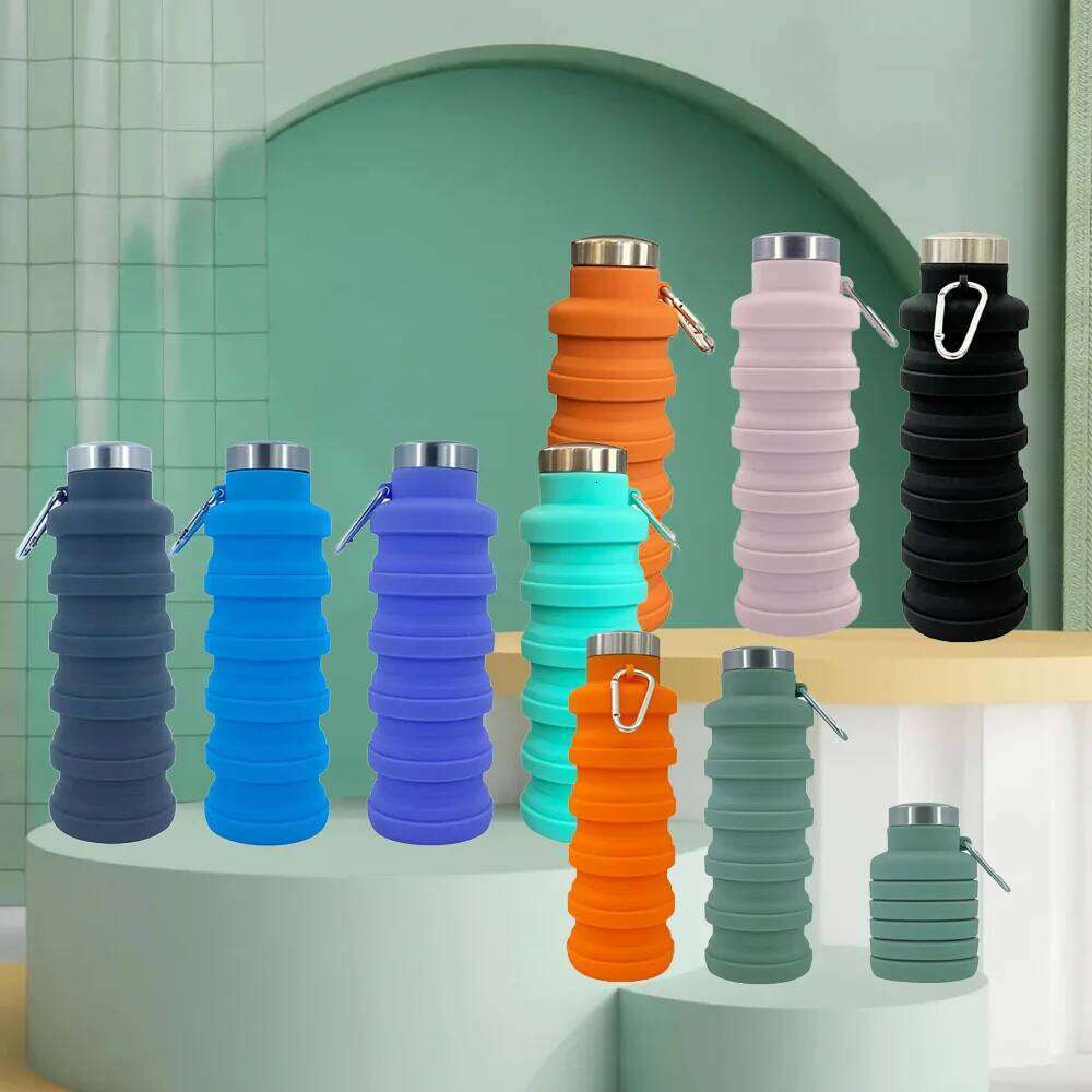 1Pcs Portable Food Grade Silicone Folding 500ml Creative Sports Outdoor Telescopic Decompression Water Cup Z260314