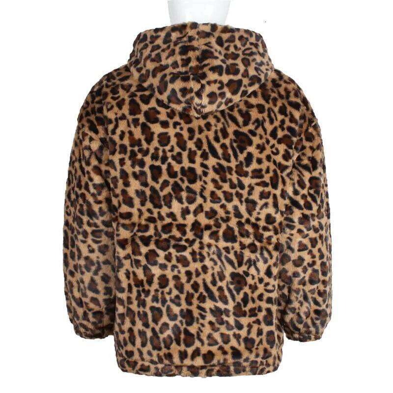 Men's Clothing Faux Fur Coat Bestseller for with Plush Color Contrast Warm Thick Leopard Print Jacket Z260313