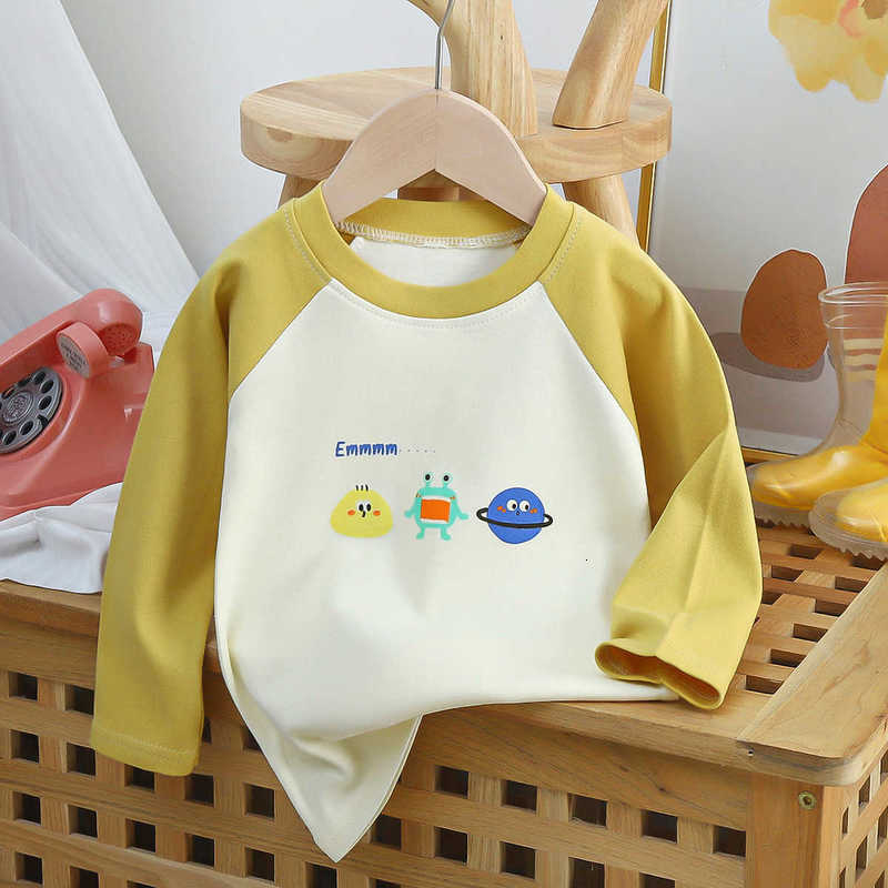 T-shirts Children's Long Sleeve T-Shirt Pure Cotton New Baby Base Shirt Knitted Top Boys' Autumn Clothes Korean Style Year Old Kids' Cl