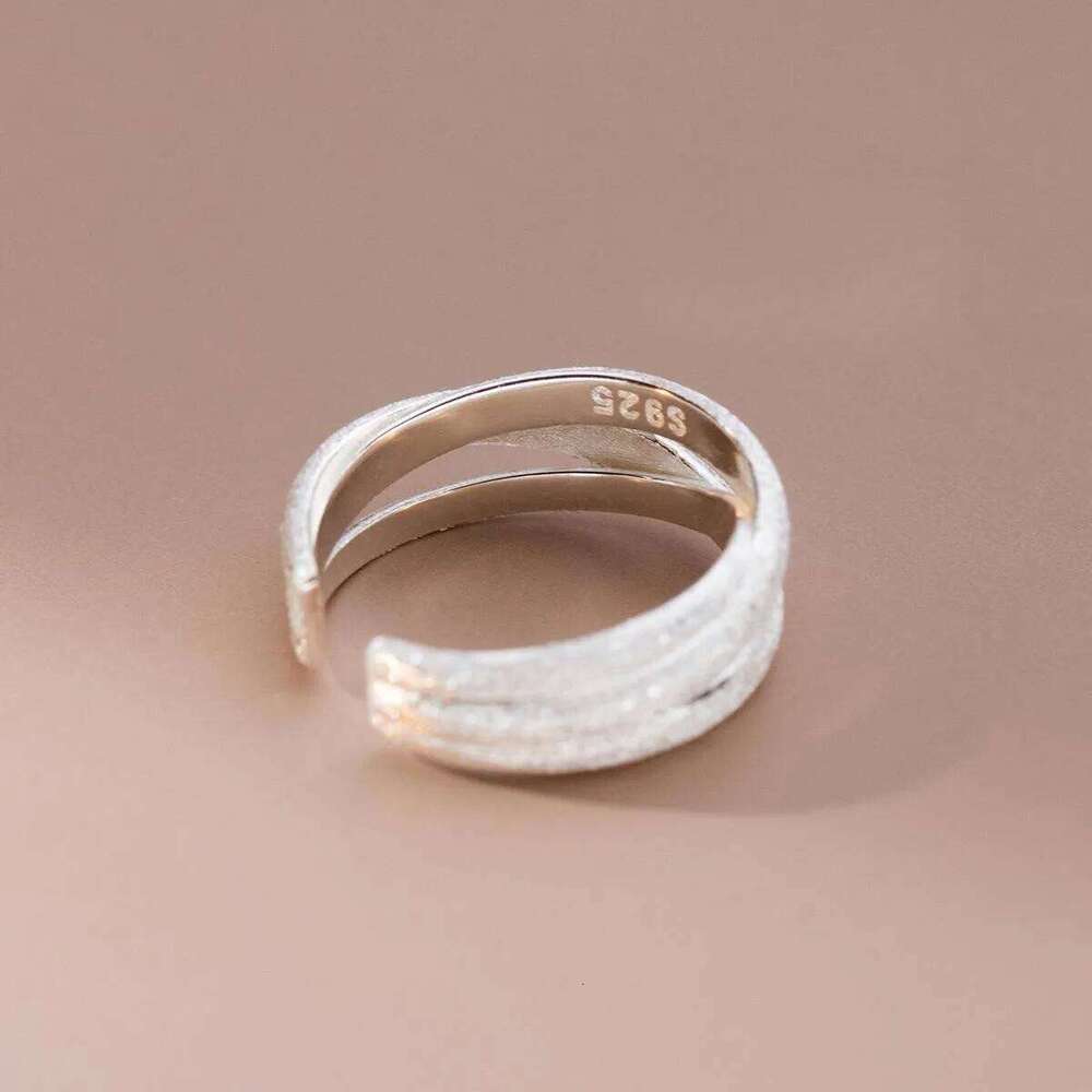 925 Sterling Silver Frosting Overlapping Rings For Women Wedding Jewelry Wholesale H260312