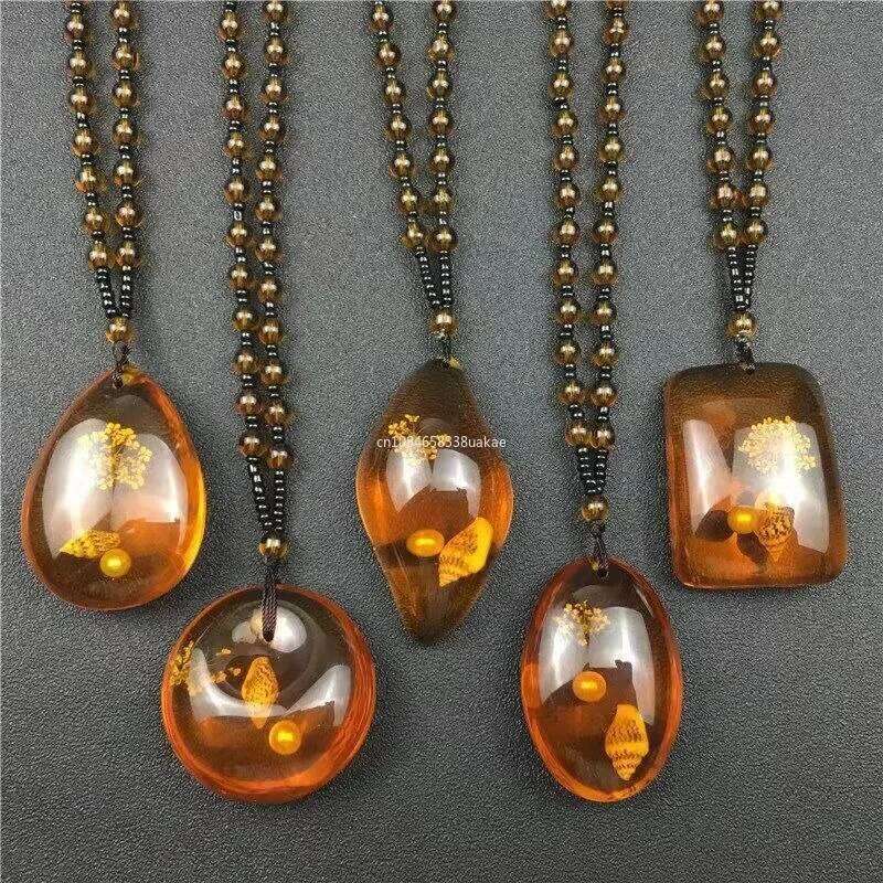 Brine Beeswax Beads Honey Wax Brazilian Amber Necklace Handicraft National Style Pendant Ornaments H260312