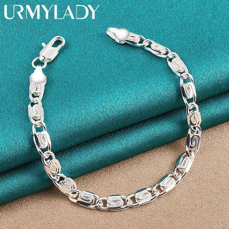 URMYLADY 925 Sterling Silver Paper Clip Chain Bracelet For Women Men Wedding Engagement Fashion Jewelry Z260313