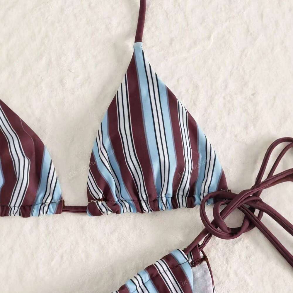 2026 Sexy Bikinis Striped Women Swimwear High Cut Triangle Swimsuit Two Piece Brazilian Bathing Suit Bikini Set Beachwear 26H0313