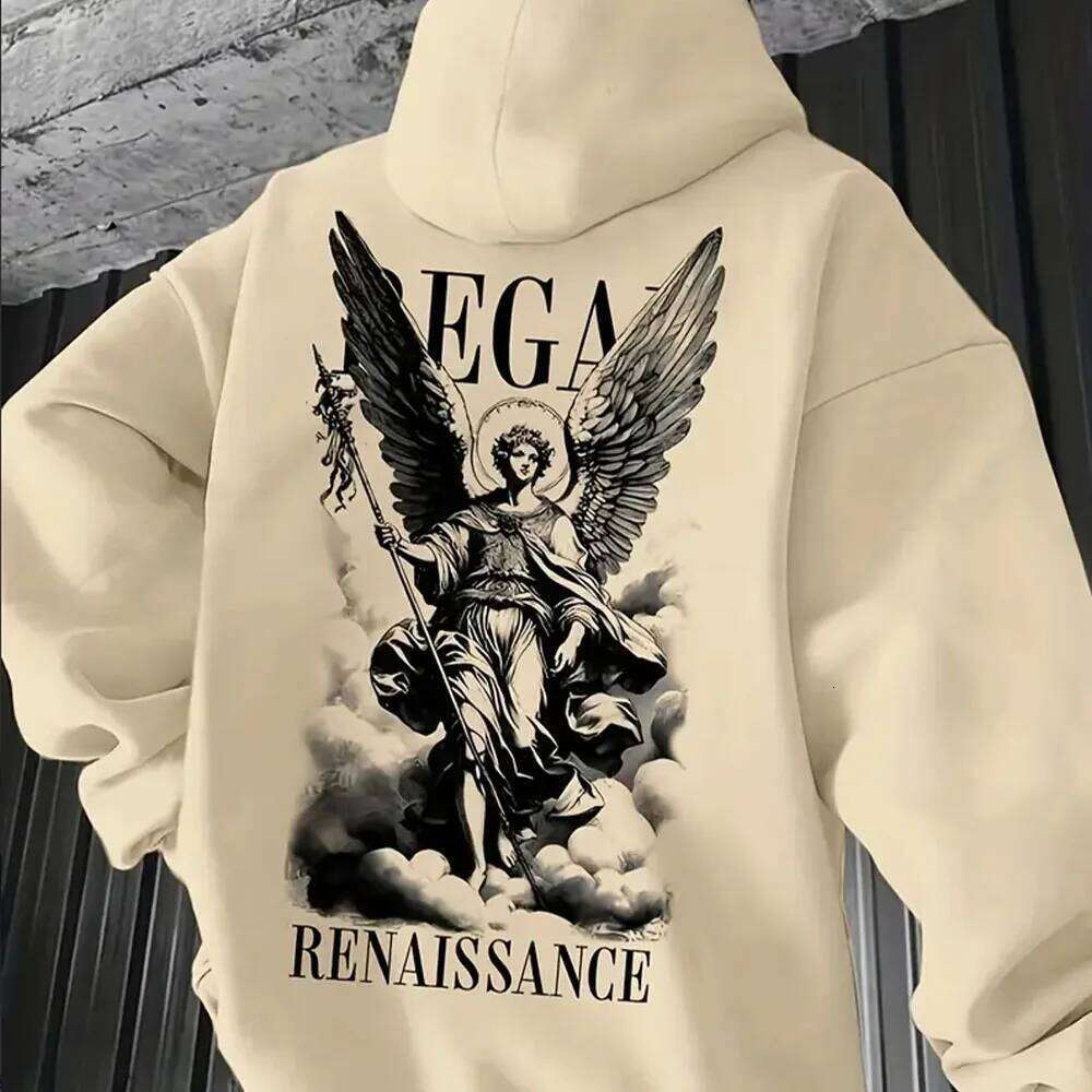 Commuting fashion men's autumn and winter must-have with English letter printing hooded sweatshirt versatile s Z260314