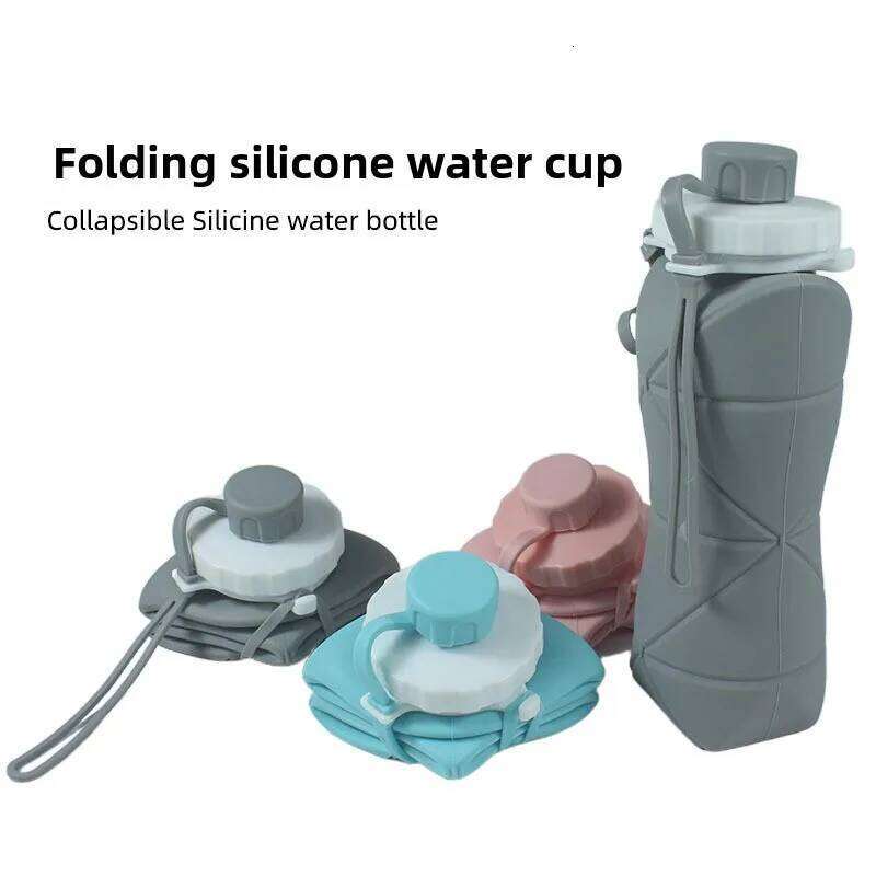 Portable folding outdoor sports silicone travel bottle, extendable and convenient water kettle Z260313