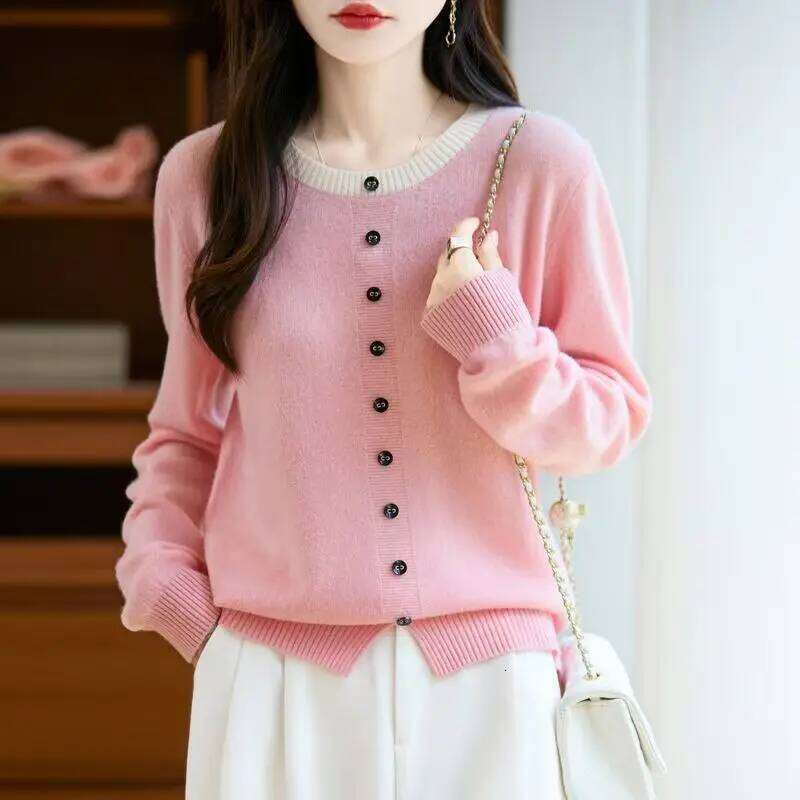 Women's Clothing O-neck Chic Patchwork Knit Pullovers Autumn Winter New Elegant All-match Fake Cardigan Single Breaste Sweaters Z260313