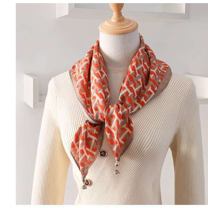 Magnetic Triangle Warmer Autumn Winter New Cotton Linen Silk Women's High-End Neck Square Scarf Wholesale Chunjinqiuli
