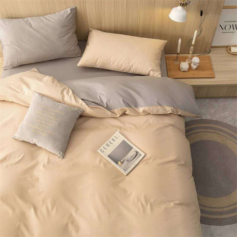100% Cotton Simple Plain Bedding Set 3Pcs, 1 Duvet Cover with Zipper, Pillow Cases,Easy Care,1 and 2 People Bed Sizes H260312 - view 5