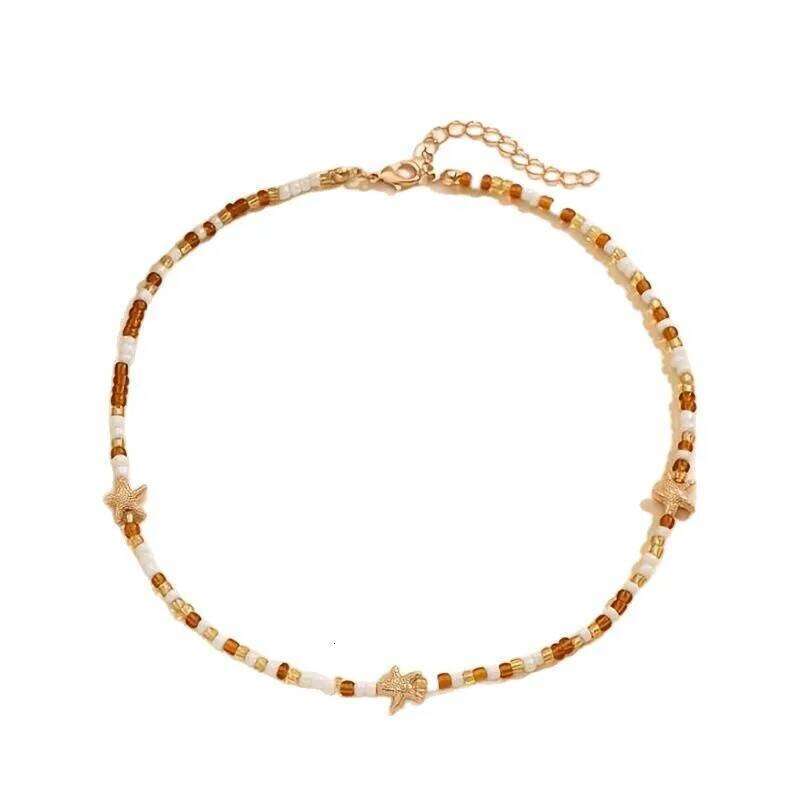 Bohemian Starfish Glass Rice Beads Colar Colares Choker Necklaces Joyas De Mujer Summer Ocean Vacation H260312