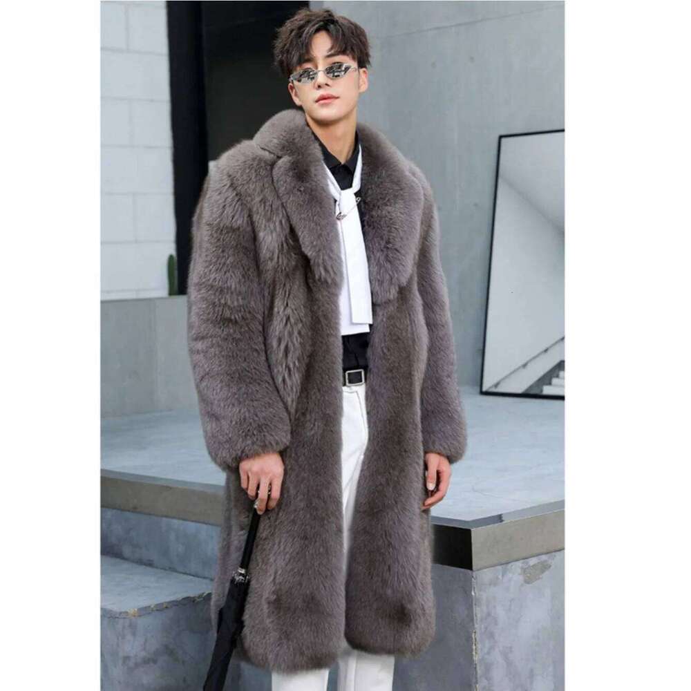 Men Faux Winter 2025 Thicken Fluffy Sleeve Warm Outerwear Luxury Fur Bontjas Jackets Long Windbreaker Coat Z260313