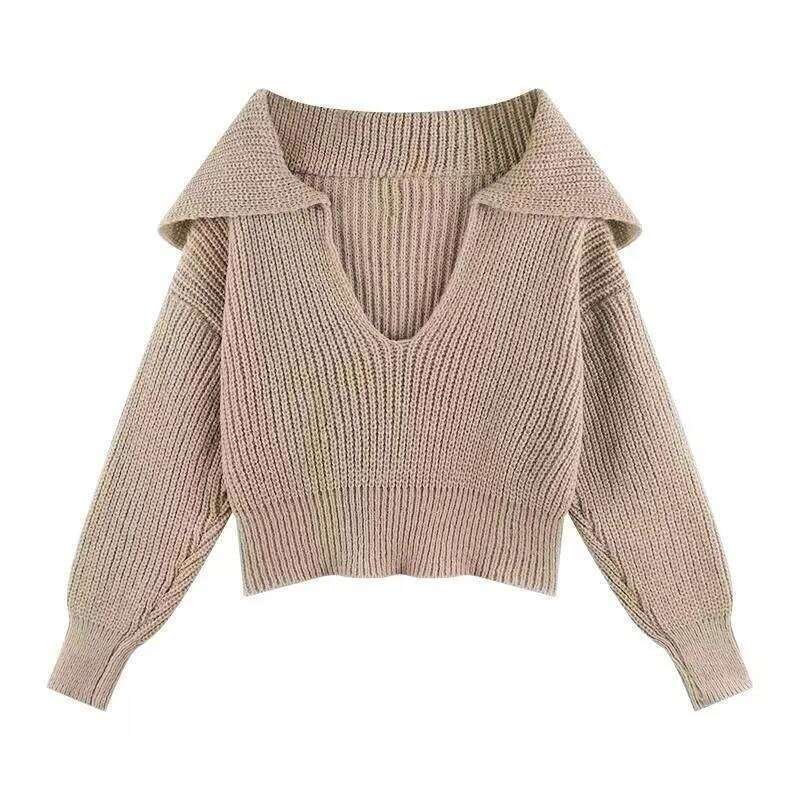 Korean Style Women's Sweater Winter Elegant Matching Long Sleeve Chic Casual Pullover Solid Blouse Knitwear Jumper Y2K Top Z260313