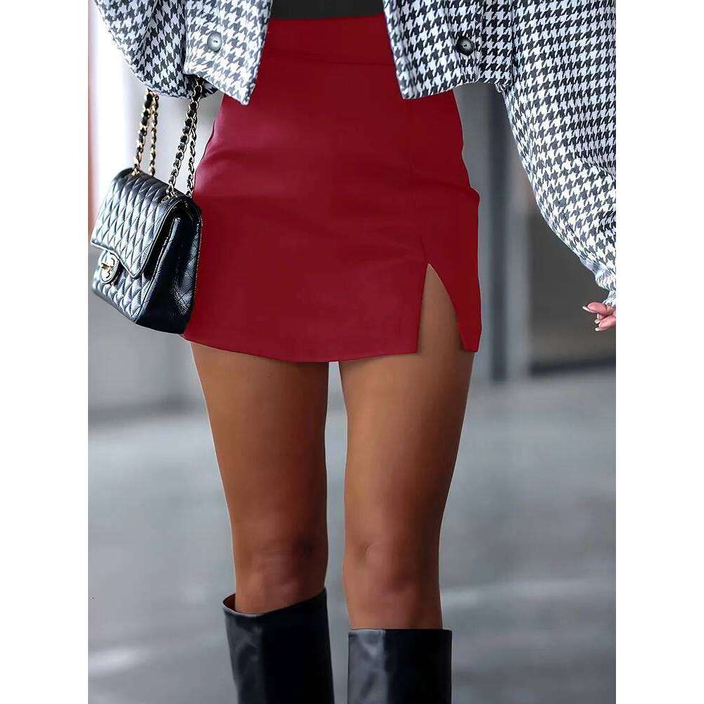 Sexy Split Short Women's Solid Color Mini Fashion Casual Autumn Black Skirt Z260314