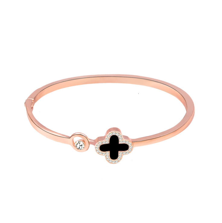Direct from the manufacturer: Korean-style fashionable lucky four-leaf clover simple rose gold bracelet, versatile and trendy open bracelet