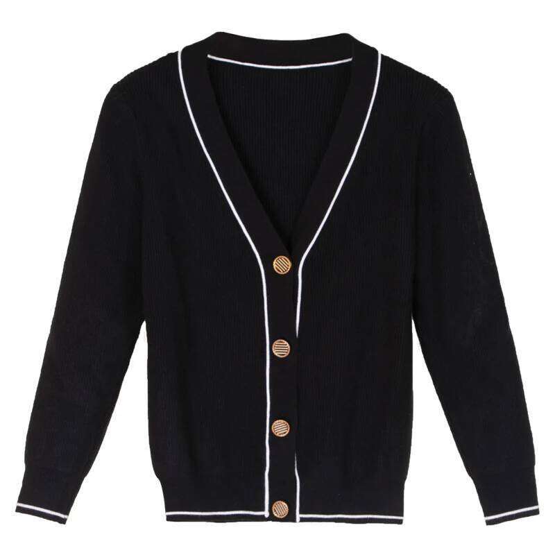 Tricot Knitted Ladies Sweaters Black Cardigan Female Clothing Women's Coat Spring 2025 Blouses Crochet Top Outerwear Cropped Z260314