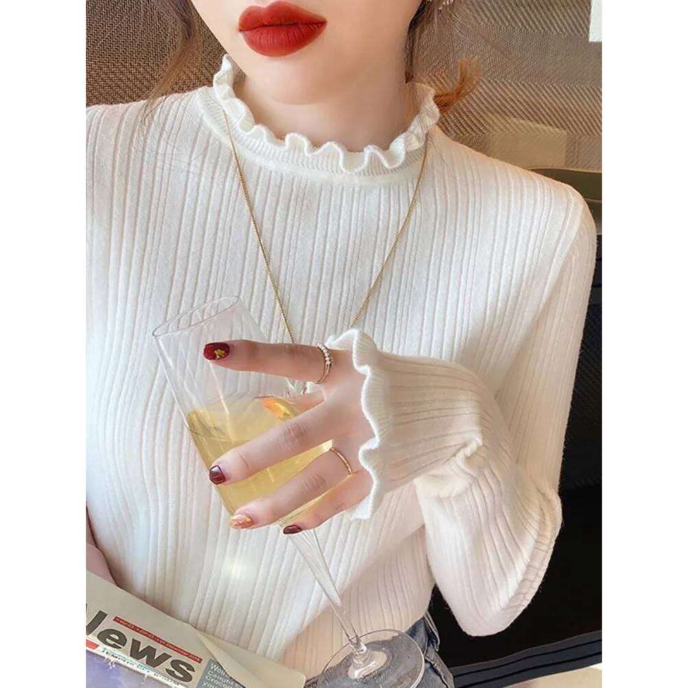 Turtleneck Fashion 2025 New Binding Stretch Tops Women Pullovers Long Sleeve Bottoming Knitted Sweater Z260313