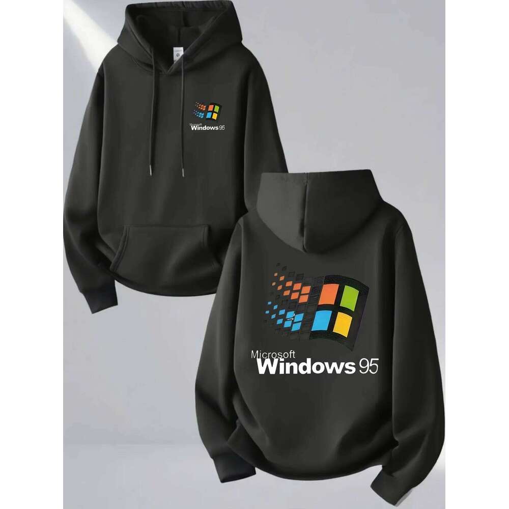 Windows 95 Graphic Vintage for Tech Enthusiasts Casual Streetwear Outfit Print Soft Material Pullover Pattern Hoodie Unisex Top Z260314