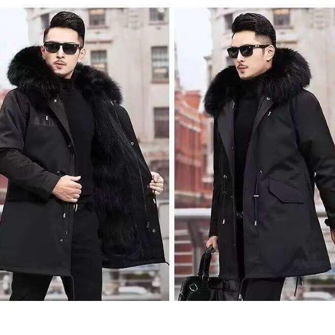 New imitation grass oversized plush men's coat, medium length autumn and winter warmth, overcoming fox fur pie Z260313