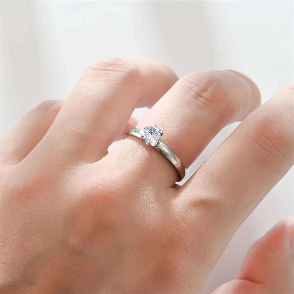 New Exquisite Classic Stainless Steel Zirconia Ring For Men Women Wedding Engagement Unisex Jewelry H260312