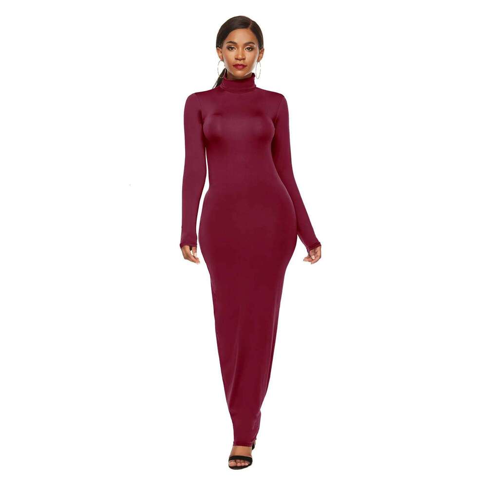 Winter Turtleneck Sexy Dresses For Women Autumn Sleeve Skinny Midi Boydcon Female Casual Knee-Length Party Club Long Dress Z260313