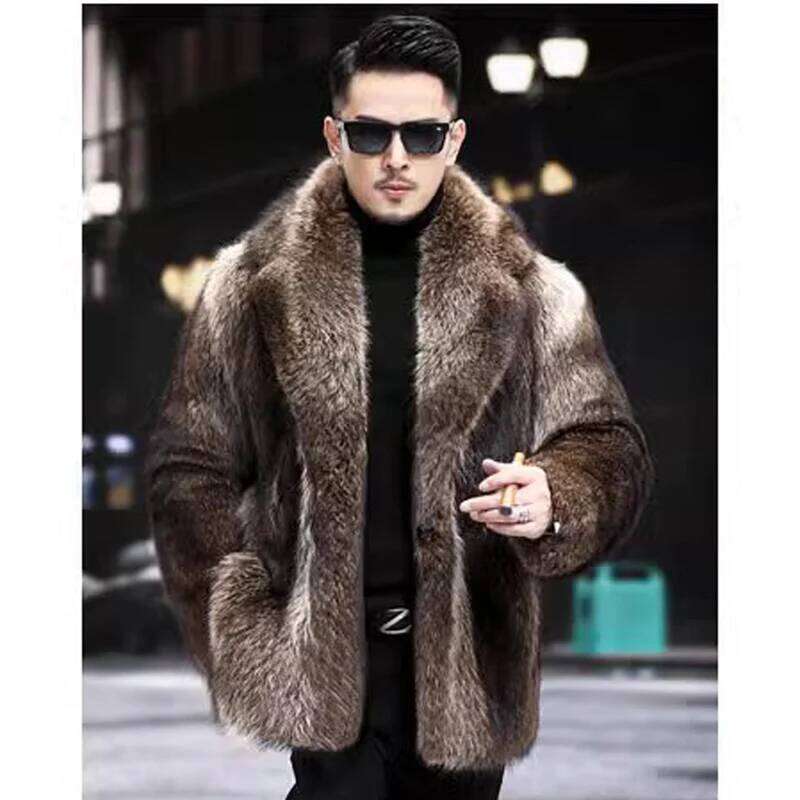 Men's mink coat Medium length fox fur thickened to keep warm in winter Z260313