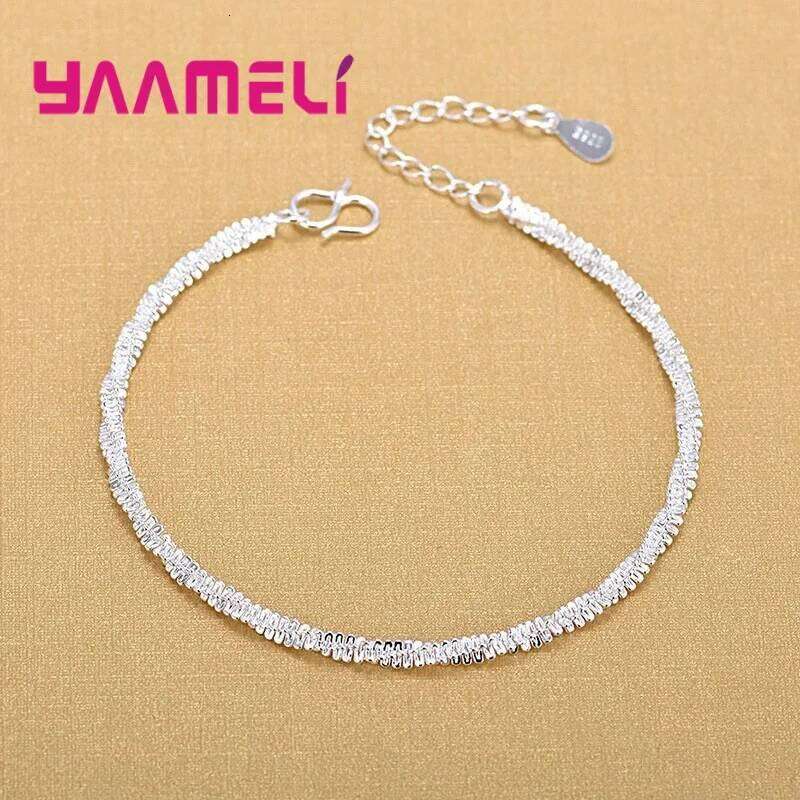 Charm 925 Sterling Color Water Wave Chain Bracelet Fashion Woman Girl Lady Fine Silver Jewelry Z260313