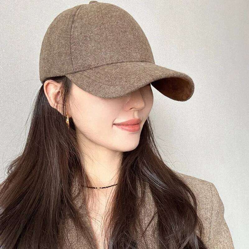 Autumn and Winter Wool Stiff-top Baseball Cap, Shapes A Small Face, Thickened Unisex British-style Hat, Warm Hat Z260314