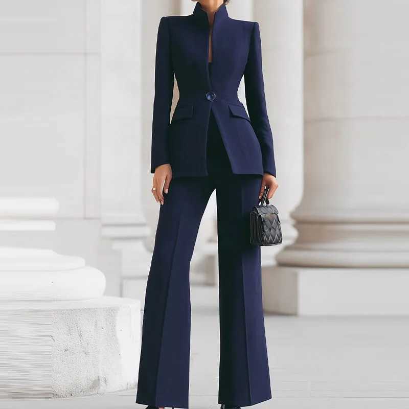 Elegant Long Sleeved BlazerPants Suit Autumn Simple Solid Color Commuting Outfit Womens Temperament Slim Fit Professional Set M260313