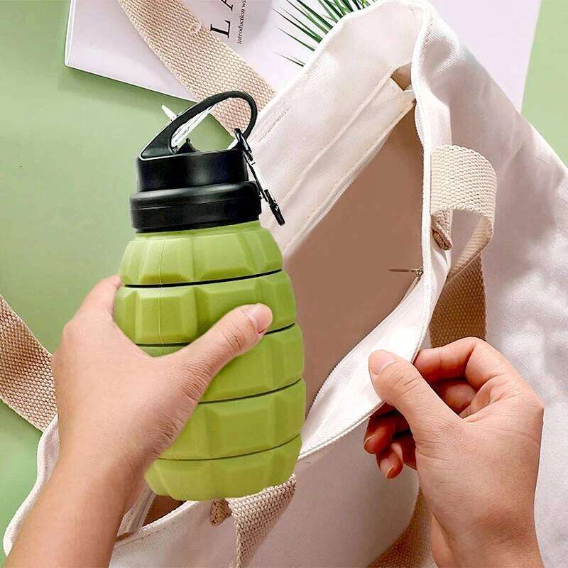 Food-Grade Silicone Folding Retractable High Temperature Camouflage Sports Water Bottle Riding Camping Z260313