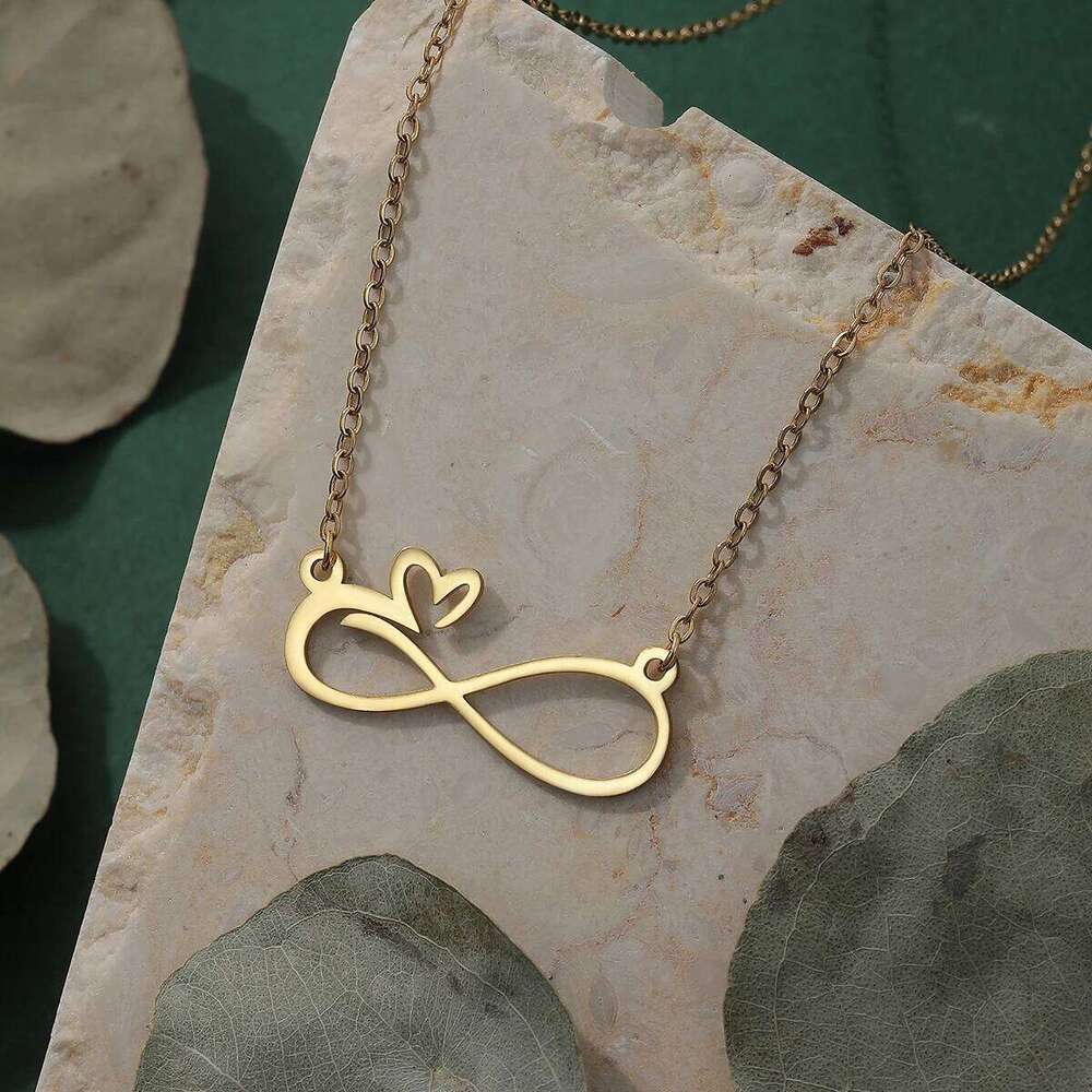 Kinitial Simple Infinity With Heart Pendant Necklace For Women Wedding Jewelry Stainless Steel Necklaces H260312