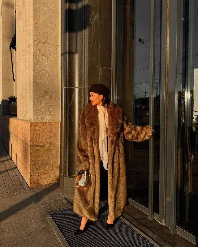 Long Coats Women Faux Fur Streetwear Thick Warm Coat Turn Down Collar Y2k Outerwear Jackets Open Stitch Autumn Winter Spring Z260313