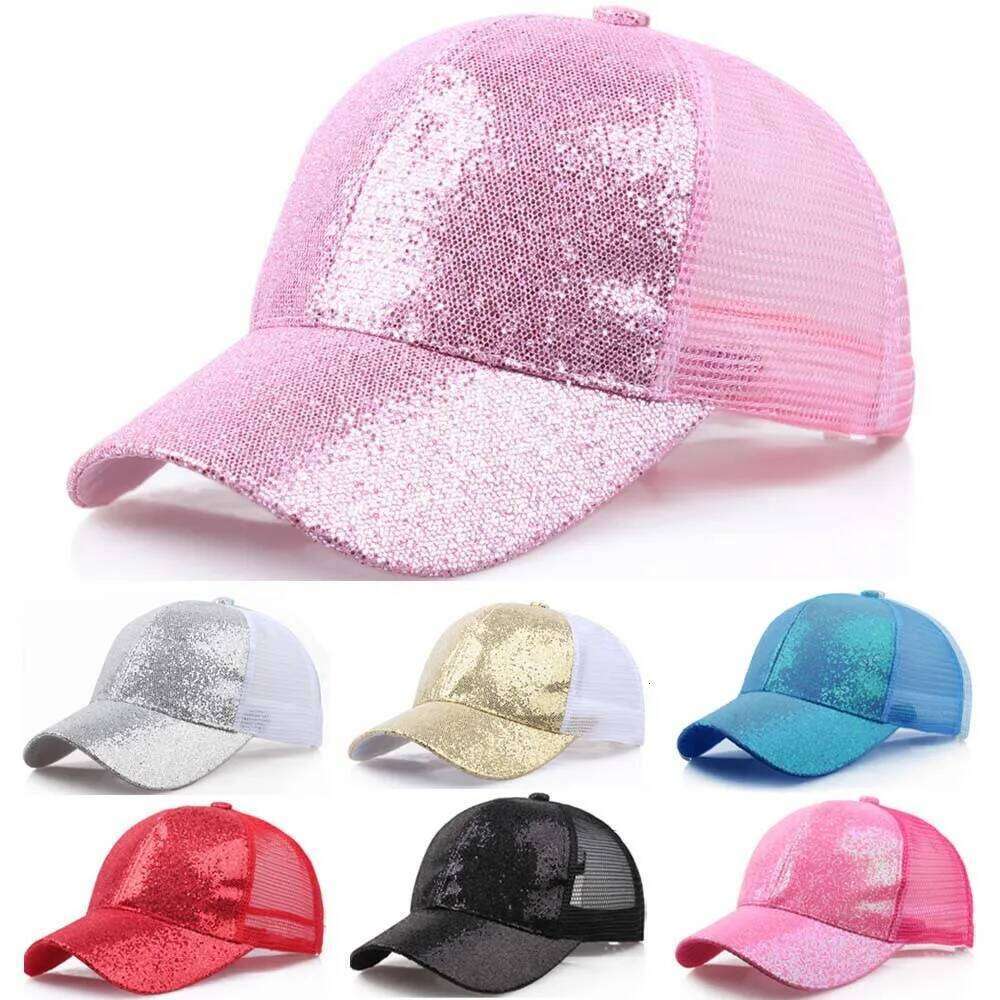 Spring Summer Women Girl Ponytail Baseball Cap Sequins Shiny Fashion Casual Adjustable Outdoor Sports Hat Sun Caps Z260313