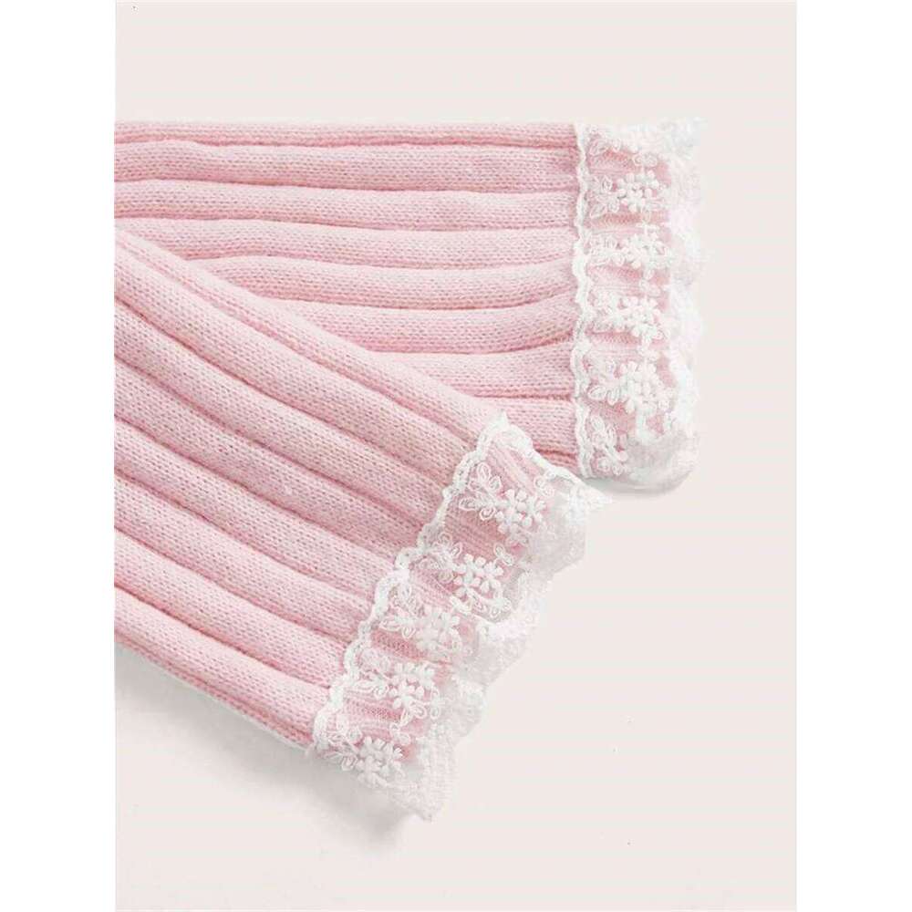 Grunge Women Off Shoulder Knit Sweater Pink Pullover Sweet Pullovers Long Sleeve Bow Lace Patchwork Jumpers Y2k Streetwear Z260313