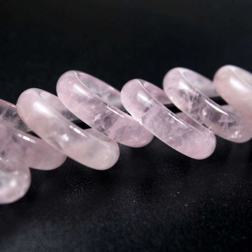 Natural Stone Gemstone Circle Ring Healing Pink Quartz Rock Crystal Rings for Making DIY Pendant Necklace Jewelry Man Women H260312