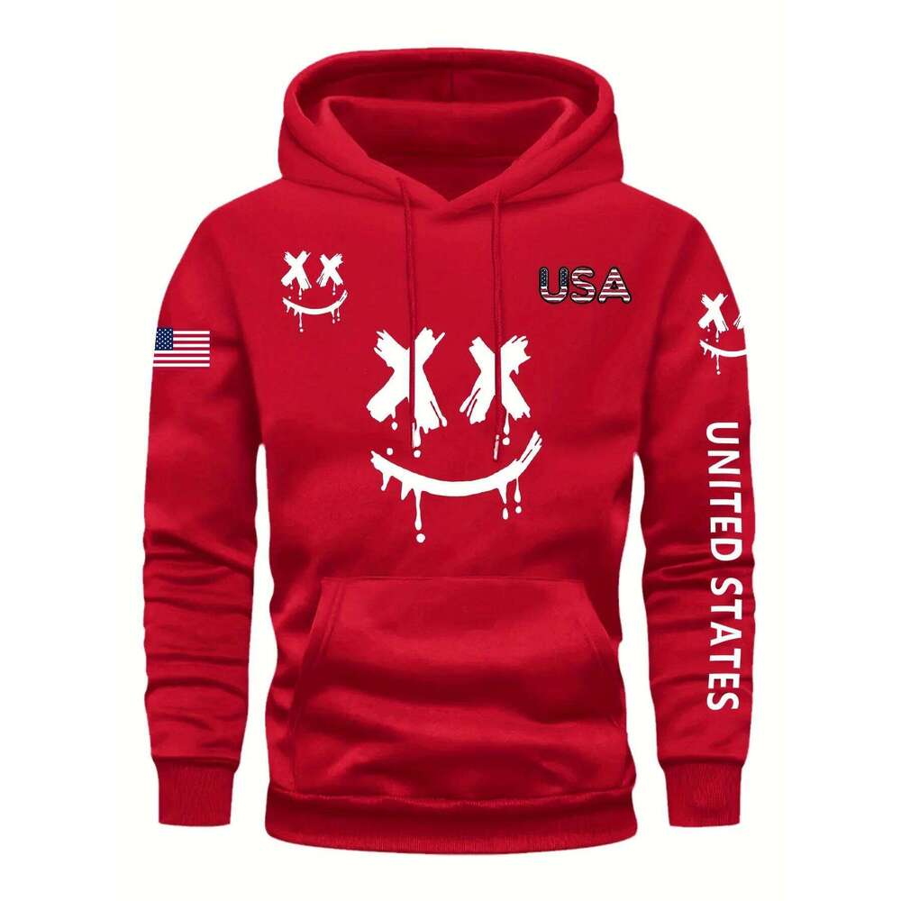 Autumn Winter Expression Print Men Women Long-sleeved Hooded Sweatshirt Daily Outdoor Vacation Fitness Casual Warm Sportswear Z260314