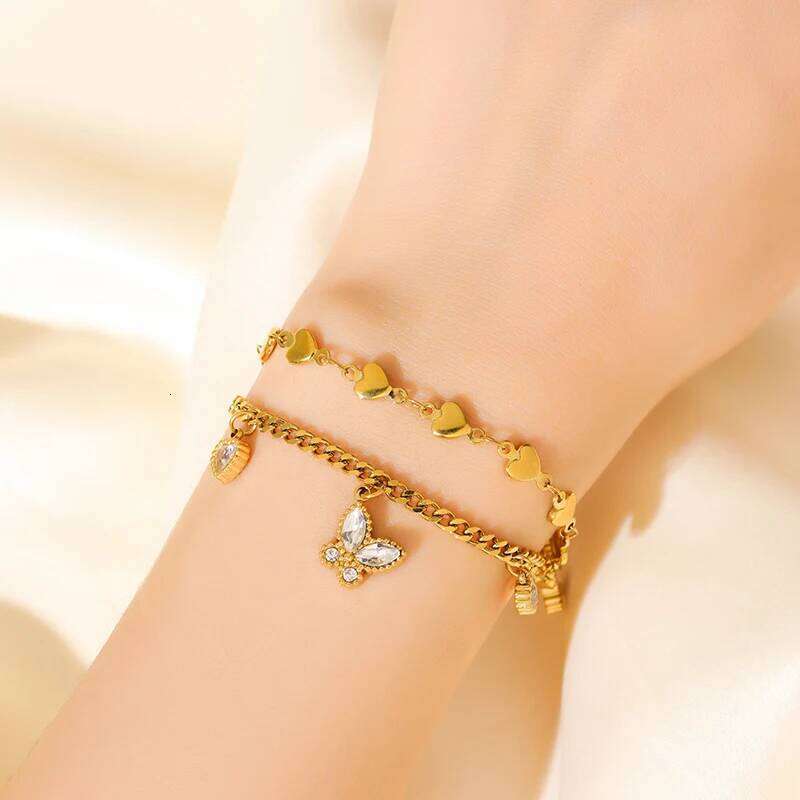 EILIECK 316L Stainless Steel Cubic Zirconia Butterfly Chain Bracelet For Women New Rust Proof Office Ladies Chic Jewelry Gift Z260313