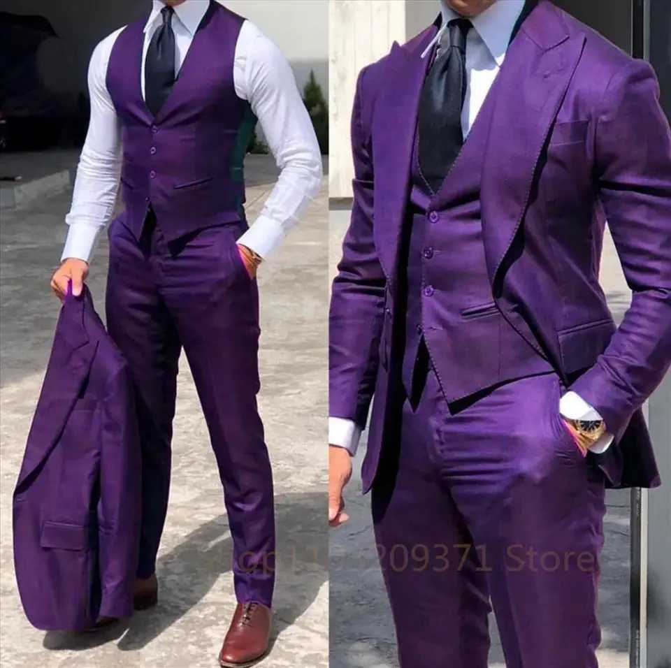 3 Piece Set 2024 Men Business Suits Groom Groomsman 3 Pieces Wedding Party Formal Occasions Tuxedo Jacket Vest Pants M260313