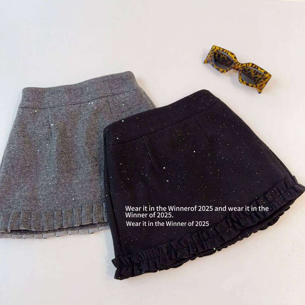 Autumn Winter Children Sequin Kid Baby Girls Shinny Fluffy Hem Toddler Little Half Infant Girl Skirt Z260314