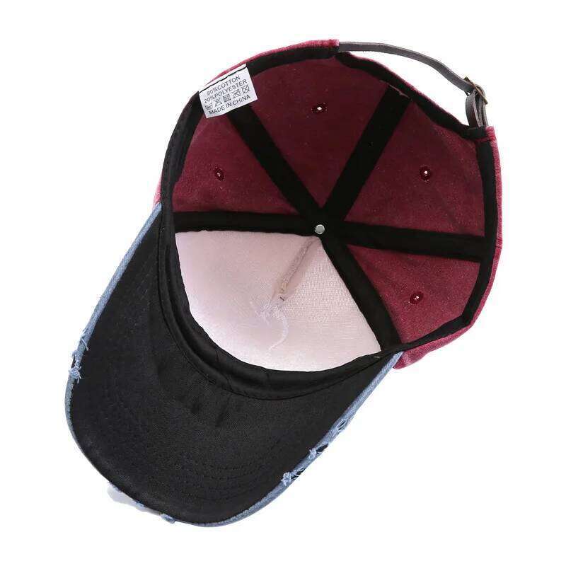 Motorcycle print baseball Washed visor American embroidery old duck Trucker cap Z260313