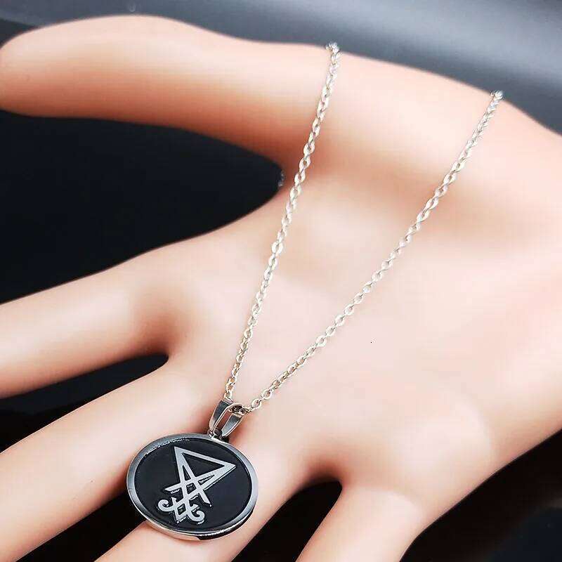 2024 Sigil Church Satan Stainless Steel Men Seal of Lucifer LaVey Hidden Devil Necklace Jewelry collares N2036S03 H260312