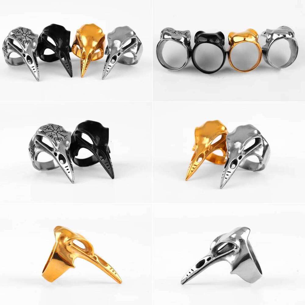 Viking Crow Skull Stainless Steel Mens Rings Punk Amulet Gothic for Male Boyfriend Biker Jewelry Creativity Gift Wholesale H260312