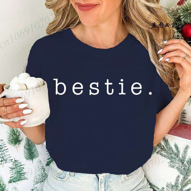 Retro Besties Best Friends T-Shirt,Besties Shirt, BFF Matching T-Shirts,short Sleeve Women T-Shirts,summer Fashion Tops Z260314